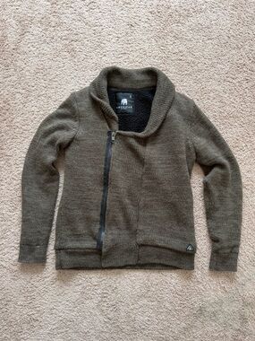 American Stitch Olive Knit Asymmetrical Zip Jacket